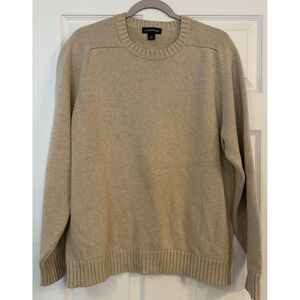 Vtg Lands End Sweater Mens Large Beige 100% Cotton Pullover Pristine Preppy Work